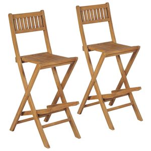 vidaXL Sgabelli da Bar da Esterno Pieghevoli 2 pz in Massello di Teak