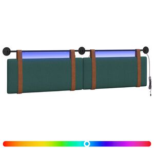 vidaXL Testiera sospesa Con luce LED Verde Scuro PU Antico