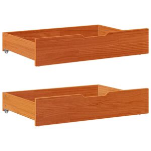 vidaXL Cassettoni per Letto 2pz Marrone Cera 80x55x17 cm Legno di Pino