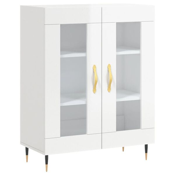 vidaXL Credenza 69,5x34x90 cm in Legno Multistrato Bianco Lucido