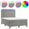 vidaXL Letto a Molle Materasso e LED Grigio Chiaro 140x200 cm Velluto