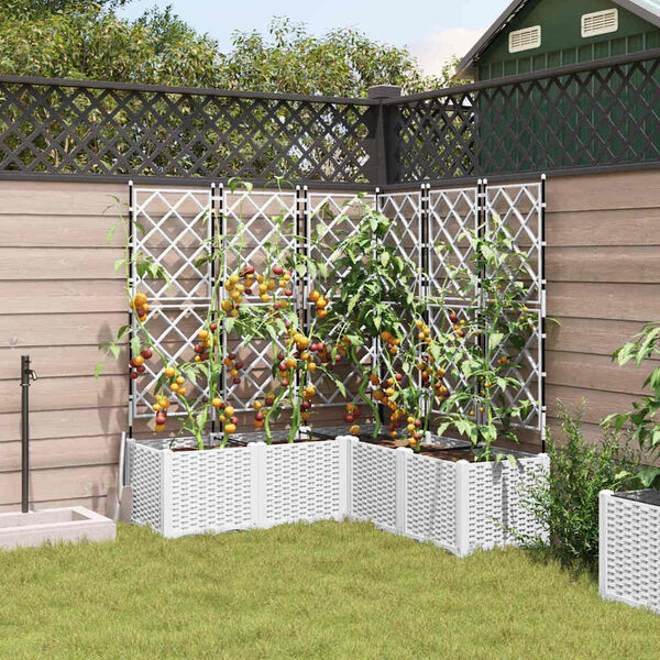 vidaXL Vaso da giardino 5 pcs Bianco 120 x 120 x 143 cm Acciaio