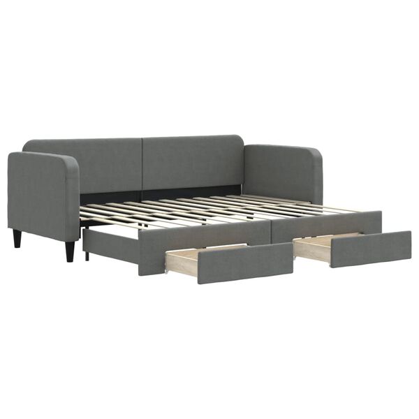 vidaXL Divano Letto Estraibile Cassetti Grigio Scuro 80x200cm Tessuto
