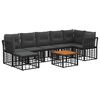 vidaXL Set di divani da esterno 8 pcs Nero e Grigio scuro Poliestere
