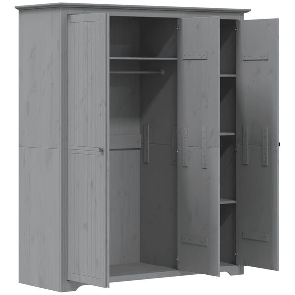 vidaXL Armadio BODO 146x53,5x173 cm in Legno Massello di Pino Grigio