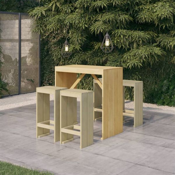 vidaXL Set Bistr&ograve; da Giardino 5 pz in Legno di Pino Impregnato