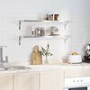 vidaXL Mensole a Muro 2pz 100x23,5x3cm Argento in Acciaio Inossidabile