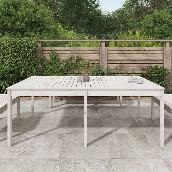 vidaXL Tavolo da Giardino Bianco 203,5x100x76cm Legno Massello di Pino