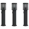 vidaXL Lampade da Terra per Esterni con Presa 3 pz Nere 60 cm Acciaio