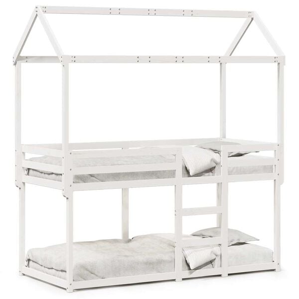 vidaXL Letto a Castello senza Materasso Bianco 90x190cm Massello Pino