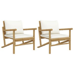 vidaXL Sedie da Giardino 2 pz con Cuscini Bianco Crema in Bamb&ugrave;