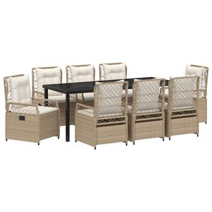 vidaXL Set da Pranzo per Giardino 9 pcs Beige e Bianco Crema