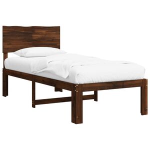 vidaXL Letto Singolo con Testiera ROSTOCK Marrone Scuro 75 x 190 cm