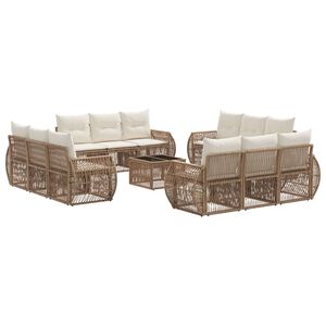 vidaXL Set Divano da Giardino 13 pcs Beige e Bianco Crema polyrattan