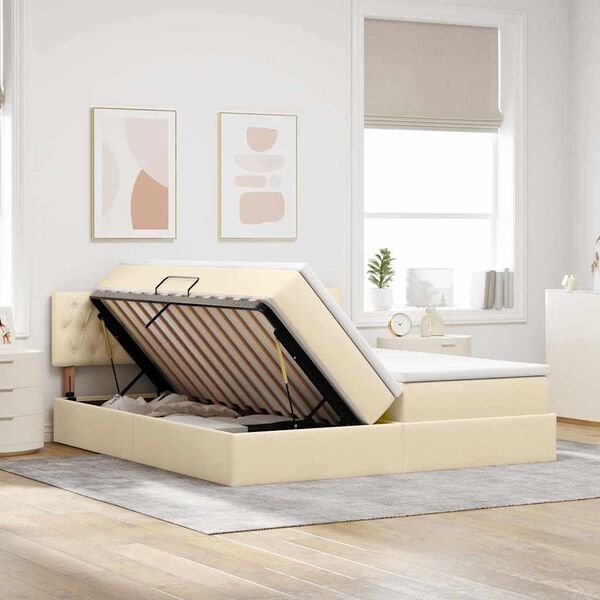 vidaXL Letto con Contenitore Crema 180 x 200 cm Pelle Sintetica