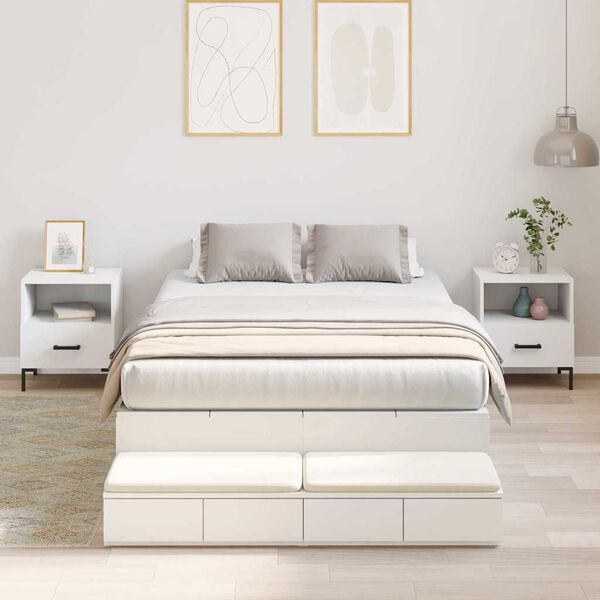 vidaXL Struttura letto con contenitore Bianco 120 cm Legno multistrato