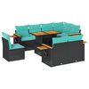 vidaXL Set Divani da Giardino 9 pz con Cuscini Nero Polyrattan Acacia