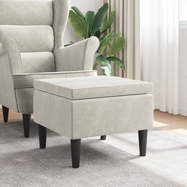 vidaXL Sgabello con gambe in legno color crema e velluto