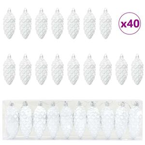 vidaXL Palla di pino di Natale 40 pcs Bianco Plastica