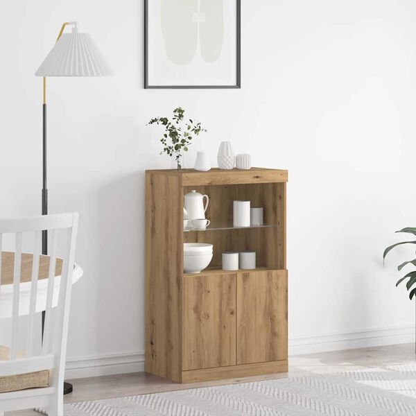 vidaXL Madia LED Marrone 60 x 37 x 100 cm Legno multistrato