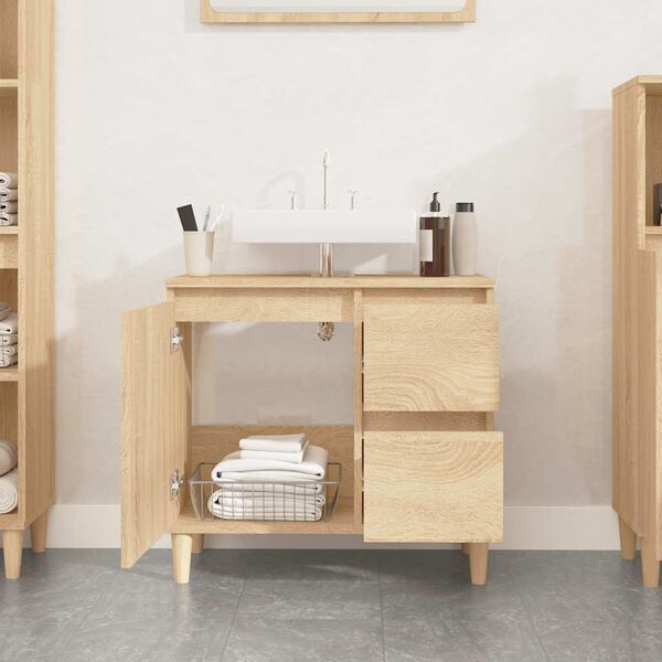 vidaXL Armadietto da Bagno Rovere Sonoma 65x33x60cm Legno Multistrato