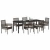 vidaXL Set da Pranzo per Giardino con cuscino 7 pcs Marrone polyrattan