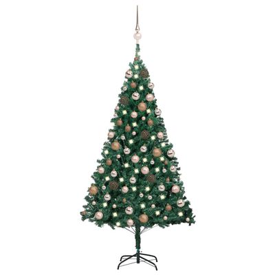 vidaXL Set Albero Natale Artificiale con LED e Palline Verde 150cm PVC