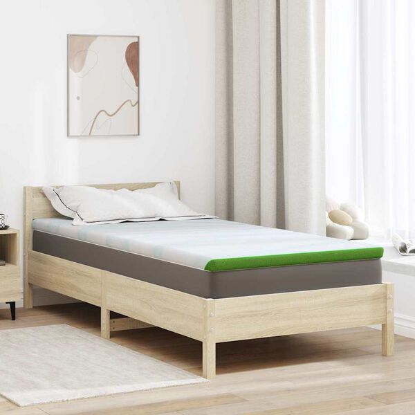 vidaXL Topper per materasso Bianco e Verde 100 x 200 cm