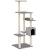 vidaXL Albero per Gatti con Tiragraffi in Sisal Grigio Chiaro 142 cm