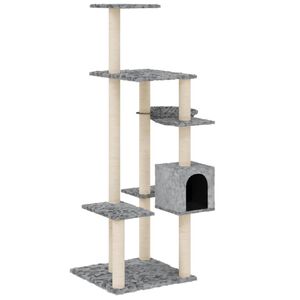 vidaXL Albero per Gatti con Tiragraffi in Sisal Grigio Chiaro 142 cm