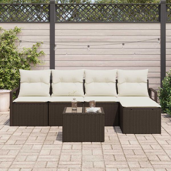 vidaXL Set di divani con cuscino 6 pcs Marrone polyrattan