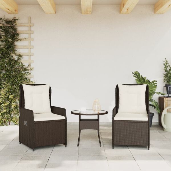 vidaXL Sedie da Giardino Reclinabili 2 pz Marrone Polyrattan