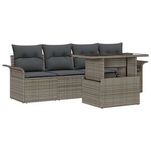 vidaXL Set Divano da Giardino 5 pcs Grigio Rattan in Polipropilene