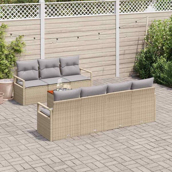 vidaXL Set Divano da Giardino con cuscino 8 pcs Beige polyrattan