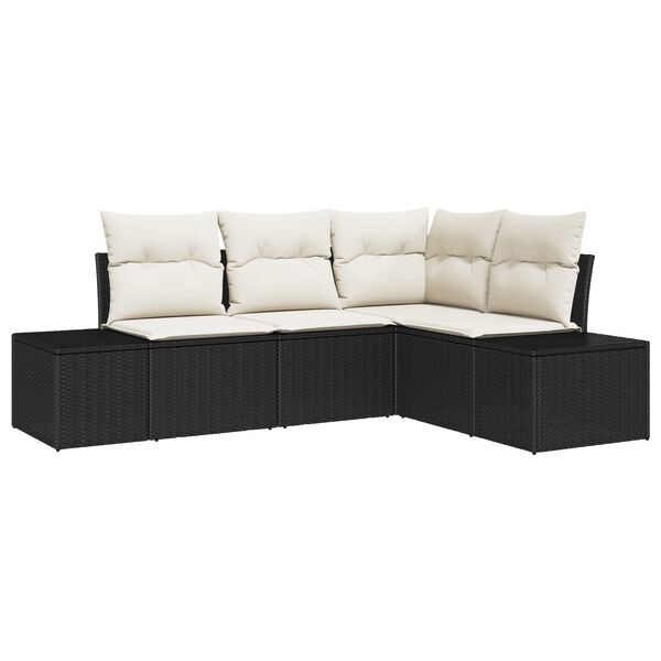 vidaXL Set Divano da Giardino 4 pcs Nero polyrattan