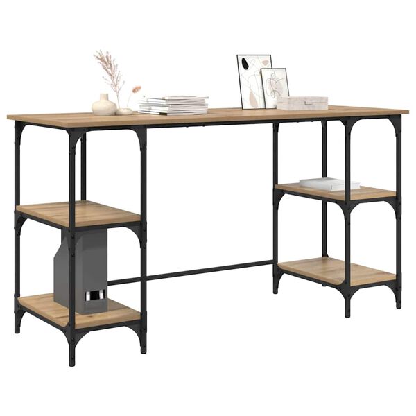 vidaXL Scrivania Rovere artigianale 140 x 50 x 75 cm Legno multistrato