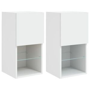 vidaXL Mobili TV con Luci LED 2pz Bianchi 30,5x30x60 cm