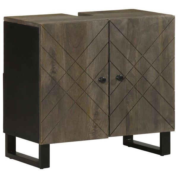 vidaXL Set Mobili da Bagno 4 pz Nero in Legno Massello di Mango