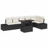 vidaXL Set Divano da Giardino con cuscino 7 pcs Nero polyrattan