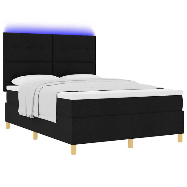 vidaXL Letto a Sorgente LED con materasso Nero 160 x 200 cm Tessuto