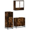 vidaXL Set Mobili da Bagno 3 pz Rovere Fumo in Legno Multistrato