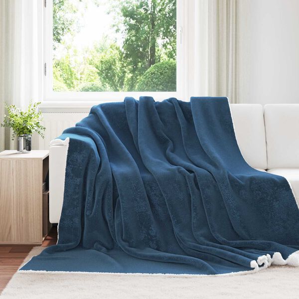 vidaXL Coperta Blu navy 220 x 240 cm Panno