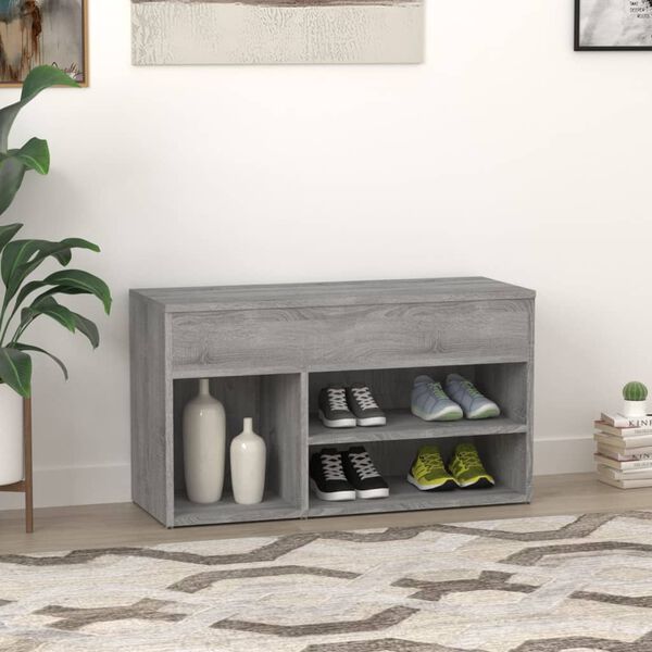 vidaXL Scarpiera Grigio Sonoma 80x30x45 cm in Legno Multistrato