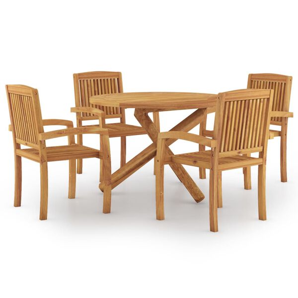 vidaXL Set da Pranzo per Giardino 5 pz in Legno Massello di Teak