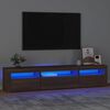 vidaXL Mobile Porta TV con Luci LED Rovere Marrone 195x35x40 cm