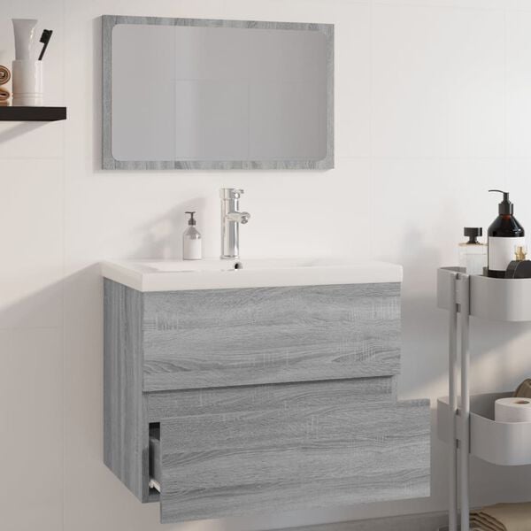 vidaXL Set di Mobili da Bagno Grigio Sonoma in Legno Multistrato