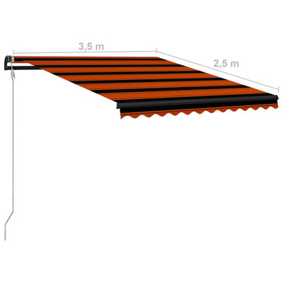 vidaXL Tenda da Sole Retrattile Sensore LED 350x250 cm Arancio Marrone