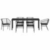 vidaXL Set da Pranzo per Giardino 7 pcs Nero polyrattan
