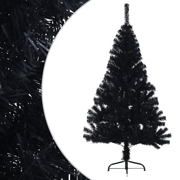 vidaXL Albero di Natale Artificiale a Met&agrave; con Base Nero 120 cm PVC