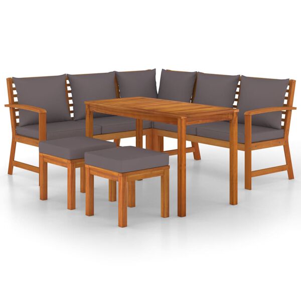 vidaXL Set da Pranzo da Giardino 6pz con Cuscini Legno Massello Acacia